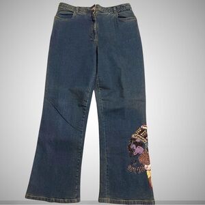 Vintage Jane Seymour Signature Women's Embroidered Mom Jeans 14 Petite